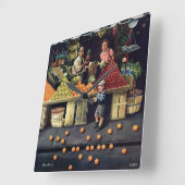 幼児およびオレンジ スクエア壁時計 (傾斜)