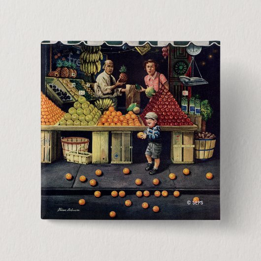 幼児およびオレンジ 缶バッジ (正面)