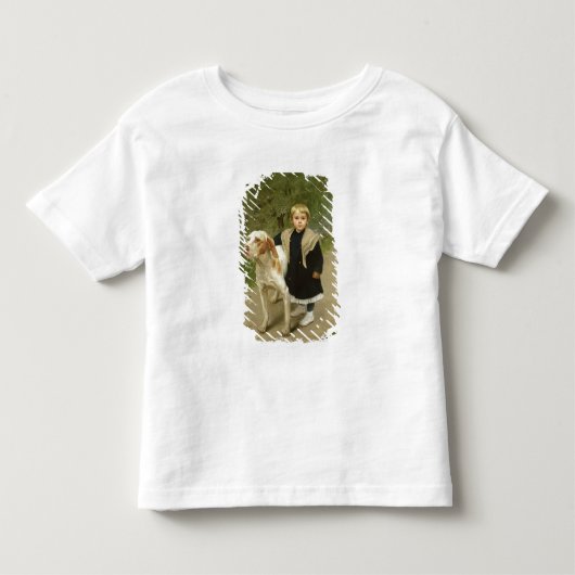 幼児および大きい犬(キャンバスの油) トドラーTシャツ (正面)