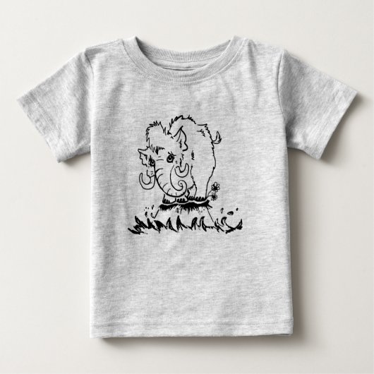 幼児かわいいベビーマンモスTシャツ ベビーTシャツ (正面)