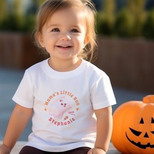 幼児のかわいいピンク幽霊ママの小さなブー トドラーTシャツ