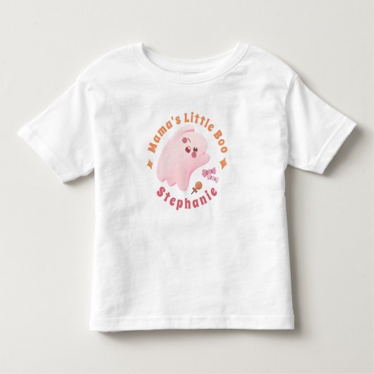 幼児のかわいいピンク幽霊ママの小さなブー トドラーTシャツ (正面)