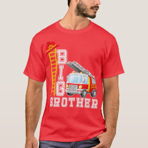 幼児のために半袖の兄の消防車 Tシャツ