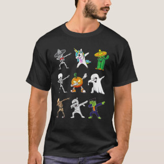 幼児のためのダビングハロウィーンスケルトンゾンビ Tシャツ