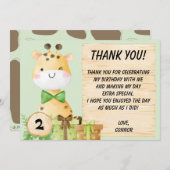 幼児のための可愛いキリン サンキューカード (正面/裏面)