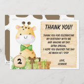 幼児のための可愛いキリン サンキューカード (正面/裏面)