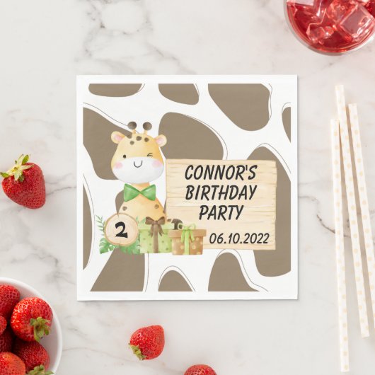 幼児のための可愛いキリン スタンダードランチョンナプキン (インサイチュ)