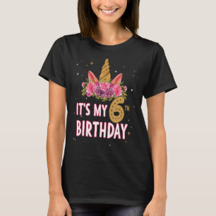幼児のための私の6誕生日ユニコーン衣装 Tシャツ