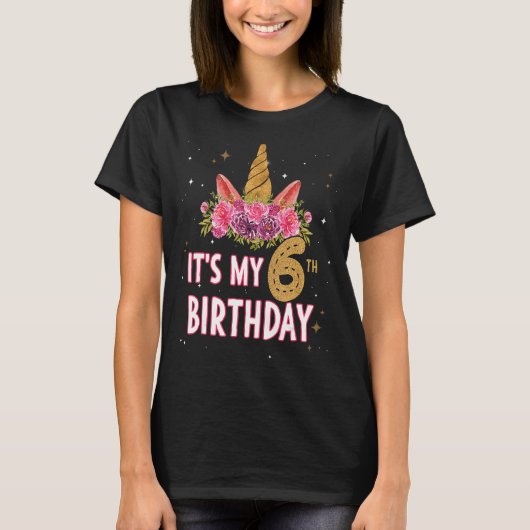 幼児のための私の6誕生日ユニコーン衣装 Tシャツ (正面)