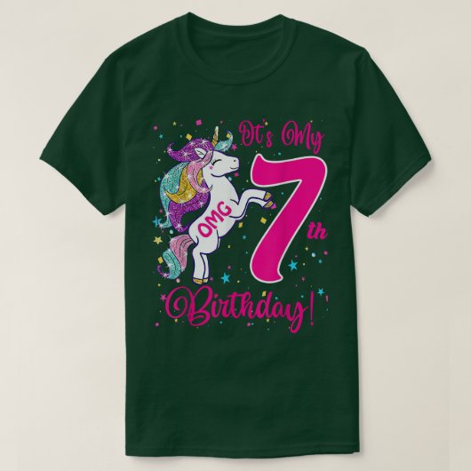 幼児のための私の7誕生日ユニコーン衣装 Tシャツ (デザイン正面)