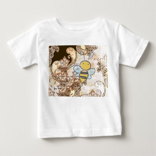 幼児のひだのTシャツの飛んでいるな蜂およびレース ベビーTシャツ (正面)
