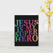 幼児のイエスは私のスーパーヒーローよ キリスト教の神の息子お兄ちゃん カード (黄色い花)