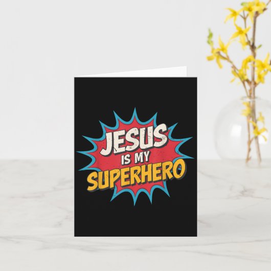 幼児のイエスは私のスーパーヒーローよ キリスト教の神の息子 ブラザー カード (黄色い花)