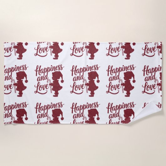 幼児のサンタ – Happiness & Love ビーチタオル (正面)