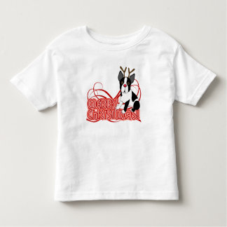 幼児のボストンテリアのクリスマスのひだのワイシャツ トドラーTシャツ