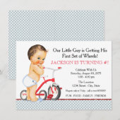 幼児の三輪車の誕生日パーティー 招待状 (正面/裏面)