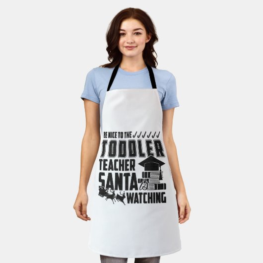 幼児の先生のシャツに優しい エプロン (着用した状態)