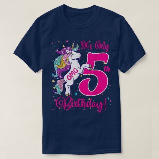 幼児の女の子のための私の5誕生日ユニコーン衣装 Tシャツ (デザイン正面)