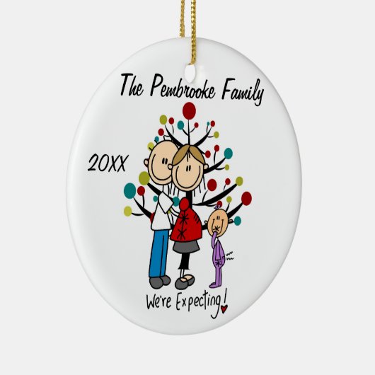 幼児の女の子のオーナメントが付いているカスタムな予期しているカップル セラミックオーナメント (右)