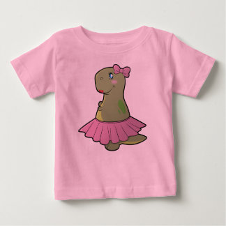 幼児の女の子の恐竜のTレックスによって波立たせられるワイシャツ ベビーTシャツ