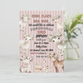 幼児の女の子の農場の動物の誕生日の招待 招待状 (スタンド正面)