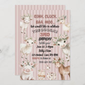 幼児の女の子の農場の動物の誕生日の招待 招待状 (正面/裏面)