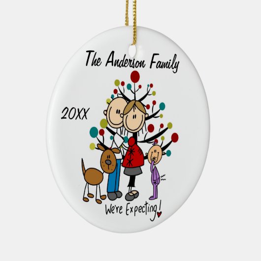 幼児の女の子の/Dogのオーナメントが付いている予期しているカップル セラミックオーナメント (右)