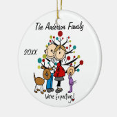 幼児の女の子の/Dogのオーナメントが付いている予期しているカップル セラミックオーナメント (左)