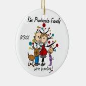 幼児の女の子または犬のオーナメントが付いている予期しているカップル セラミックオーナメント (右)