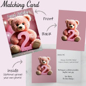 幼児の女の子2nd誕生日ピンクテディベア記念テープ セラミックオーナメント