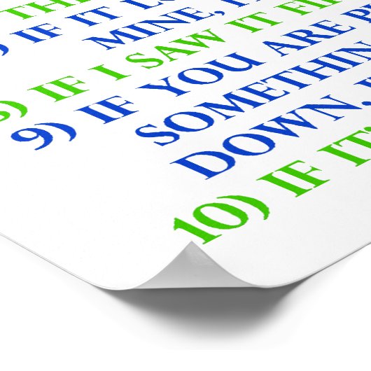 幼児の所持の規則のポスタおもしろいーサイン ポスター (角)