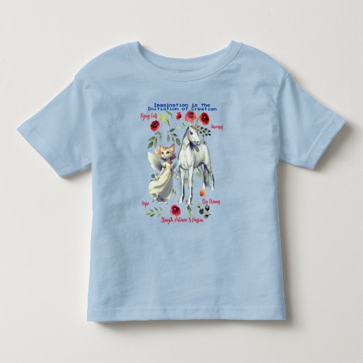 幼児の楽しみユニコーンネコちゃん楽しい トドラーTシャツ (正面)