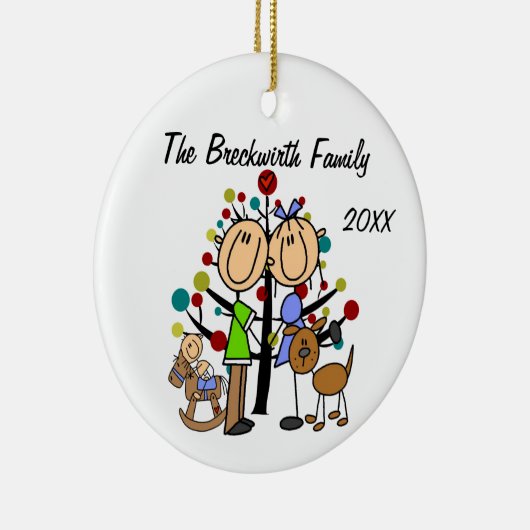 幼児の男の子と茶色の犬のオーナメントとカップル セラミックオーナメント (右)