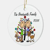 幼児の男の子と茶色の犬のオーナメントとカップル セラミックオーナメント (左)