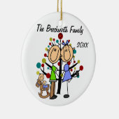 幼児の男の子のカスタムな休日のオーナメントが付いているカップル セラミックオーナメント (右)