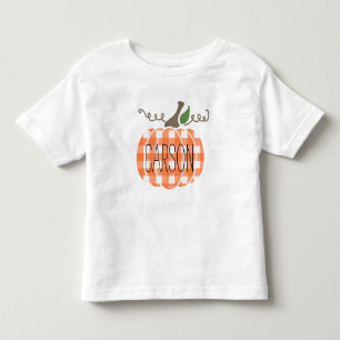 幼児の男の子の水の色オレンジプレイドカボチャ トドラーTシャツ