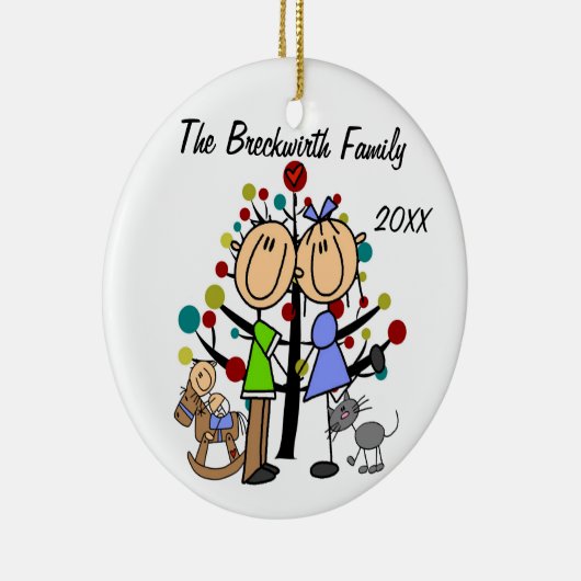 幼児の男の子、猫の休日のオーナメントが付いているカップル セラミックオーナメント (右)