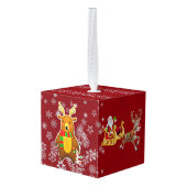 幼児の1枚の写真クリスマスがフクロウ雪の結晶サンタ キューブオーナメント (裏面アングル)