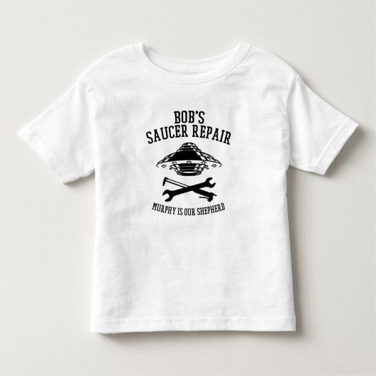 幼児のtシャツの黒いボブのソーサー修理ロゴ トドラーTシャツ (正面)