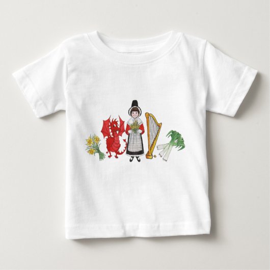 幼児のTシャツ：ウェルシュダッフォジルスドラゴンリークス・ハープ ベビーTシャツ (正面)