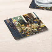 幼児は財布を空けます スクエアペーパーコースター (アングル)