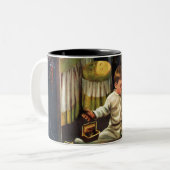 幼児は財布を空けます ツートーンマグカップ (正面左)