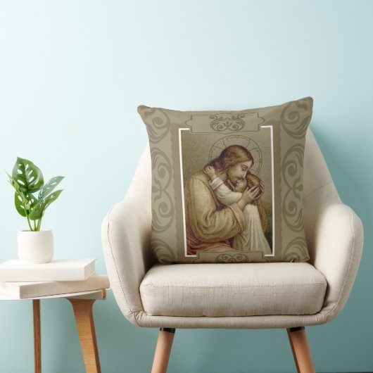 幼児を握っているヴィンテージイエス・キリスト クッション (椅子)