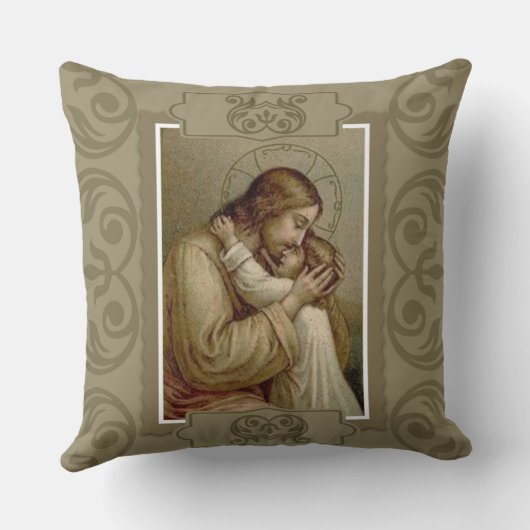 幼児を握っているヴィンテージイエス・キリスト クッション (裏面)