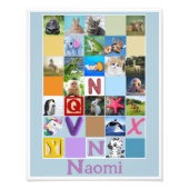 幼児アルファベット動物のポスターパーソナライズされた フォトプリント            (正面)