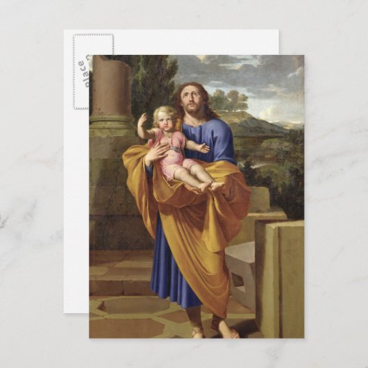 幼児イエス・キリスト1665年を運んでいるセントジョーゼフ ポストカード (正面/裏面)