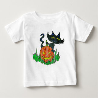 幼児ティーシャツ – ハロウィーン子猫&カボチャ ベビーTシャツ