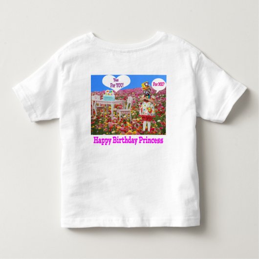 幼児ティー。ハッピーバースデープリンセス赤パンダ/ トドラーTシャツ (裏面)