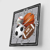 幼児パーソナライズされた室のスポーツデコール,スポーツ スクエア壁時計 (傾斜)