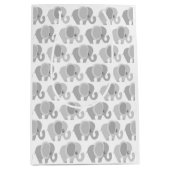 幼児ベビー中立灰色象のシャワーのギフト ミディアムペーパーバッグ (正面)